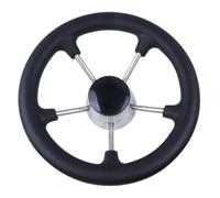 Marine Steering Wheel 11 Inch Stainless Steel 5 Spoke Destroyer With Black Foam Compatible With Boat Accessories(No knob)