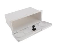 Marine Storage Compartment, Lockable Glove Box with Boat Cup Holder ABS Plastic White for Pontoon Yacht Fishing Boats (White)