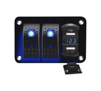 Marine Switch Panel 3 Gang with USB Ports and Digital Voltmeter - Waterproof Rocker Switches for Boat Car RV Ignition System