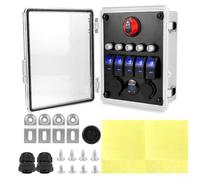 Marine Switch Panel, 5 Gang LED Rocker Switch Box with Circuit Breaker, Voltage Meter & USB Port, Waterproof for Boat RV Truck, White(A)