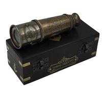 Marine Telescope Nautical Handheld Pirate Brass Telescope with Box/Case, Sailor Home Decor Pirate Captain Boat Toy Gift (14") Rustic Vintage Home Decor.
