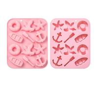 Marine Theme Silicone Mold, 2PCS Seagull Starfish Boat Chocolate Molds Nautical Candy Moulds for Baking Fondant Cupcake Beach Party