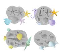 Marine Theme Silicone Mould,4 Pcs Cake Fondant Mold,Conch Starfish Fondant Cake Molds,Cake Decorating Tools for DIY Fondant,Chocolate