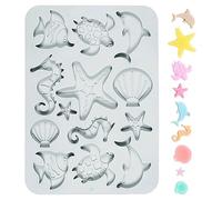 Marine Theme Silicone Mould, Ocean Animal Fondant Moulds | 3D Silicone Baking Molds, Seashell Conch Starfish Baking Molds for DIY Chocolate Cake Candy