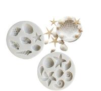 Marine Theme Silicone Mould Set 3 PCS - Fondant and Chocolate Moulds for Seashell Starfish Cake Decorations and Baking Crafts