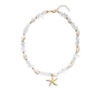 Marine Themed Alloy Necklace With Crushed Stone Accent Skin Friendly Hot Day Jewelry Adjustable Length For Women Allergy Resistant Jewelry
