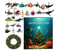 Marine-Themed Christmas | Countdown Calendar 24 Days with Acrylic Decorations 2D - Decorations Sea Creatures, for Tree Wall Door Adults Boys Girls