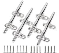 Marinebaby 316 Stainless Steel Boat Cleats 4 inch 5 inch 6 inch Open Base Marine Grade Rope Cleat with Fasteners for Kayaks (6 inch)