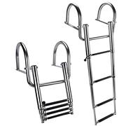 Marinebaby 4-Step Stainless Steel Pontoon Boat Ladder, Heavy Duty, Foldable, 400 lb Capacity