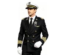 Mariner Dress Up - Professional Sailor Suite, Commander Role Play Equipment, Theme Party Set, Marine Officer Clothing | High Seas Voyage Accessory, Ideal for Stage Events