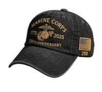 Marines Corps 250th Anniversary Baseball Cap for Men,USMC Retro Washed Cap Marine Corps Veterans Hat (Black)