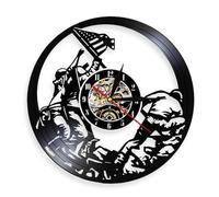 Marines Raising the Flag on Iwo Jima WWll Wall Art Wall Clock WW2 United States Flag Contemporary Vinyl Record Soldiers Clock Without LED