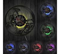 Marines Raising the Flag on Iwo Jima WWll Wall Art Wall Clock WW2 United States Flag Contemporary Vinyl Record Soldiers Clock With LED