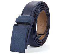 Marino Avenue Men’s Genuine Leather Ratchet Dress Belt with Linxx Buckle - Gift Box - Stony Matte - Navy Blue - Adjustable from 48" to 64" Waist