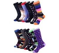 Marino Men's Dress Socks - Colorful Funky Socks for Men - Cotton Fashion Patterned Socks - 12 Pack - Fun Collection - 9-12