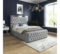 Marino Mirror Upholstered Soft Velvet Grey Bed Frame