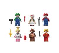 (Mario) 6pcs Super Mario Luigi Peach Princess Mushroom Mini Figures Building Blocks Toy