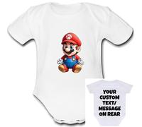 MARIO Baby Grow Customisable Personalised Unique Baby Vest Babygrow Boys Girls Unisex Cute Top Bodysuit SUPER