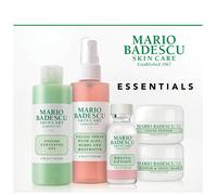 Mario Badescu Essentials 5 Piece Kit Skincare Gift Set With Drying Lotion Rose Water Facial Spray Silver Powder Enzyme Cleansing Gel and Flow