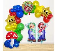 Mario Birthday Party Supplies, 133Pcs Balloons Arch Garland Kit, Assorted Latex Foil Balloons for Mario Birthday Party Decorations