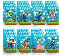 Mario Birthday Party Supplies, 24Pcs Mini Notepads for Mario Birthday Party, Goodie Bag Stuffers, Children Classroom Rewards, 8 Types