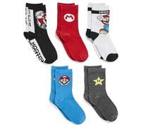 Mario Boy's Nintendo Super 5 Pack Crew Socks, Black, 22-25 EU (Pack of 5)