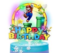 Mario Cake Topper, LED Mario Cake Topper Birthday Decorations, Elie&Eason Mario Party Decorations Cupcake Toppers Birthday Party Supplies