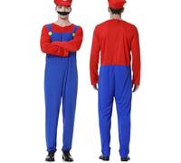 Mario Costumes, 3 Pack Mario Cosplay Costume Accessories Kits with Bodysuit, Luigi Hats Cap, Mustaches, Mario Luigi Bros Fancy Dress Outfit Costume for Women Men L (165-175CM / 55-69inch)