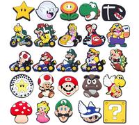 Mario Croc Charms, 25 PCS Mario Shoe Charms for Kids, Cartoon Shoes Decoration, Superhero Cartoon Anime Clog Decoration, for Kids Boys Girls Men Women, Party Birthday Gifts, Peach, Luigi