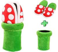 Mario Plant,Mario Slippers,Plush Home Wear Slippers Cannibal Flower Shape Cosplay Shoes/Dot Pattern Loafer With Pipe Pot Holder For Adults Teens Women And Men Home Shoes Xmas Gifts
