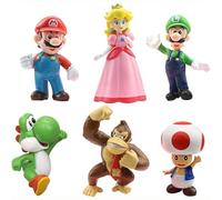 Mario T-oys, Mario Action F-igures, Mario Cake Toppers, Party Decoration, CupCake Topper, Cake Decoartions, Mario Birthday Decoration, Party Supplies (6pcs-5cm)