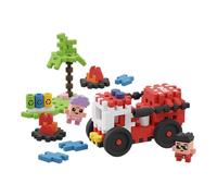 Marioinex - Mini Waffle City Blocks Fire Engine 80 Pieces 2 Figures - Foam Building Blocks Children - Children's Building Blocks - Large Building Blocks - Waffle Blocks Building Blocks - Christmas