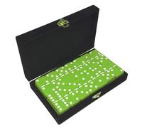 Marion Domino Double 6 Lime Green Jumbo Tournament Professional Size with Spinners in Elegant Black Velvet Case.