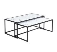 marion high gloss nesting coffee tables in white marble effect