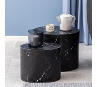 marion wooden nesting coffee tables oval in black