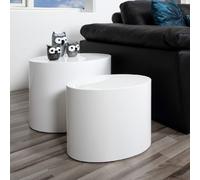 marion wooden nesting coffee tables oval in white