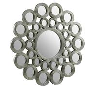 marisa multi circular design wall bedroom mirror in silver frame