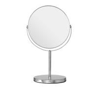 Marisha Silver Effect Metal Round Sleek Swivel Table Shaving Makeup Mirror Home