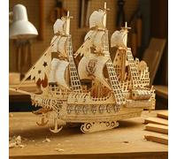 Marissa's Garden & Gift DIY Wooden Pirate Ship Model Kit, 269 Pieces, 35.3 x 10.5 x 24.4 cm, Educational Assembly Project