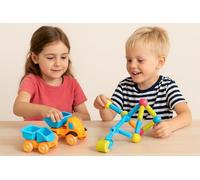 Marissa's Garden & Gift Educational Building Blocks Set, 37 Pieces Magnetic Construction Toys, Orange and Blue, Road Track with Traffic Light, Ages 3+