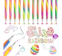 maritcan Party Bag Fillers for Kids, 12 Pieces Rainbow Glitter Pens, Easter Gifts for Kids, Arts and Crafts, Colouring Pens, Art Supplies Drawing Coloured Pens, Gifts for 6 7 8 9 10 11 Year Old Girls