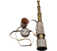 Maritime Antique Brass Handheld Telescope Royal Table Decor Nautical Collectible Marine Brass Portable Hiking Camping Outddoor Traveler (Grey Leather)
