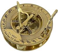 Maritime Brass Sundial Compass for Traveling Trekking Camping Pocket Compass Push Button Pocket Sundial Marine Nautical Compass Navigation Survival Instrument by Royal Export
