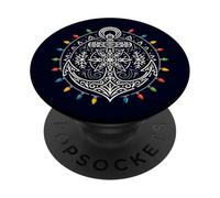Maritime Christmas Anchor Mandala with Snowflake Design PopSockets Adhesive PopGrip