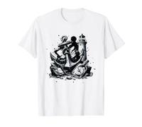 Maritime Lighthouse Compass Bottle Message Idea Value Graphic T-Shirt, Men, White, XL