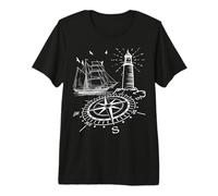 Maritime Lighthouse Compass Sailing Ship Gift Idea Premium T-Shirt