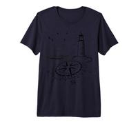 Maritime Lighthouse Compass Sailing Ship Gift Idea Premium T-Shirt