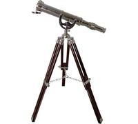Maritime Marine Vintage Silver Chrome Finish Desktop Telescope Nautical Style Single Barrel with Wooden Tripod Stand For Collectible Decor
