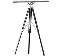 Maritime Marine Vintage Silver Chrome/Nickle Finish Telescope Antique Nautical Style Single Barrel Unique Black Adjustable Wooden Tripod Floor Standing Decor Gift Item