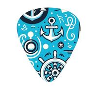 Maritime-Nautical-Symbols 12 Pack Guitar Picks With 3 Thicknesses And Storage Box, Abs Plectrums For Electric Bass Guitar Players